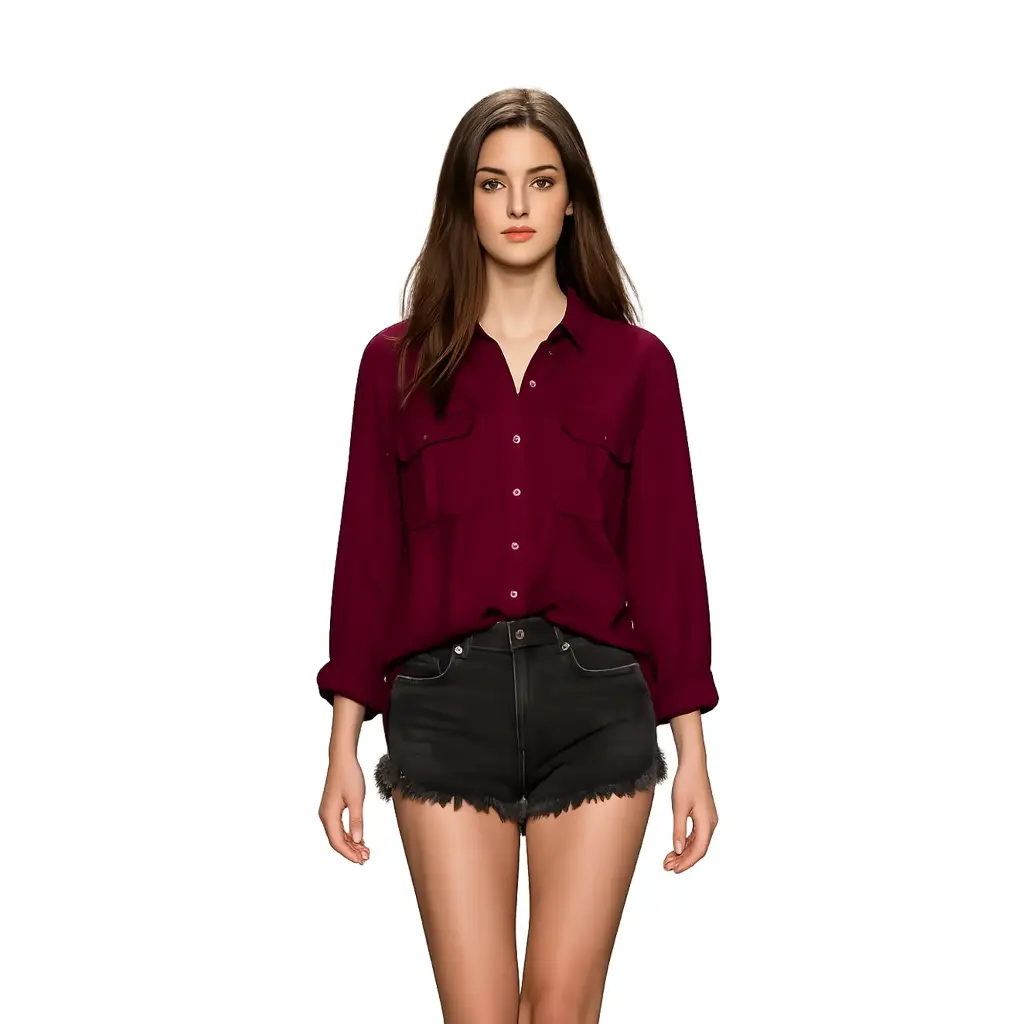 Women Maroon Casual Shirt – Full Sleeve