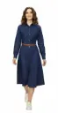 Women Dark Blue Denim Brown Belt Dress – Full Sleeve