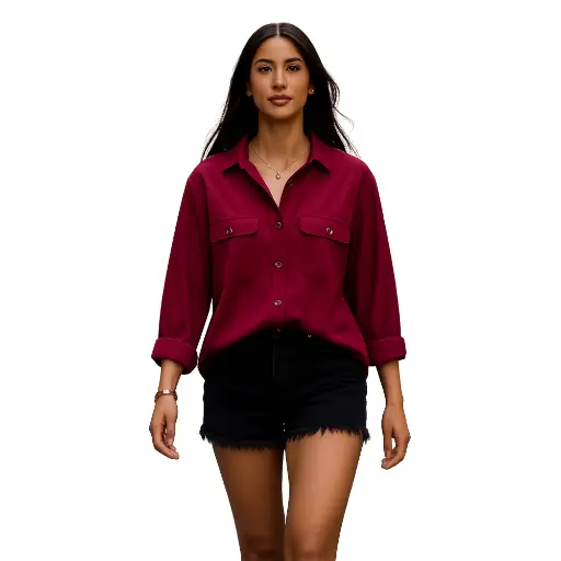 Women Maroon Casual Shirt – Stylish Fit